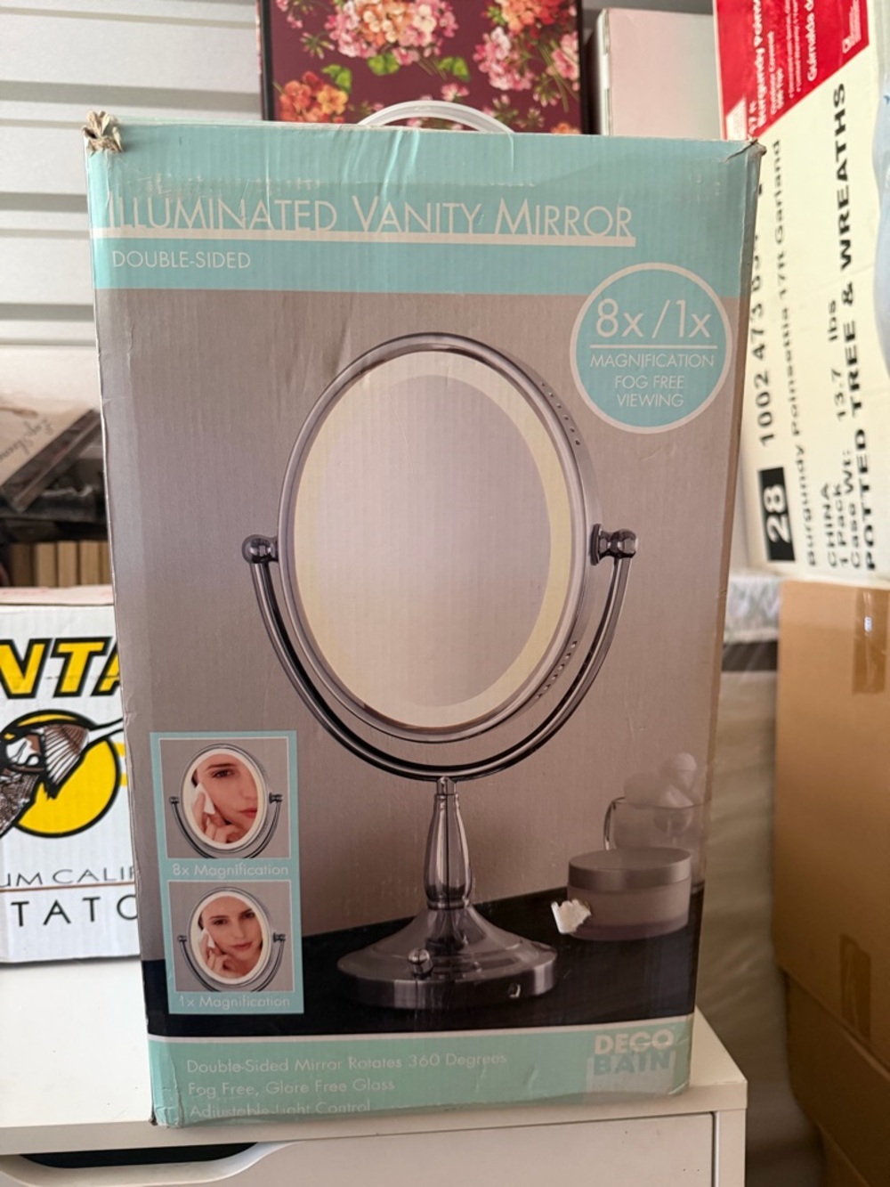 Illuminated Double-Sided Vanity Mirror - Silver